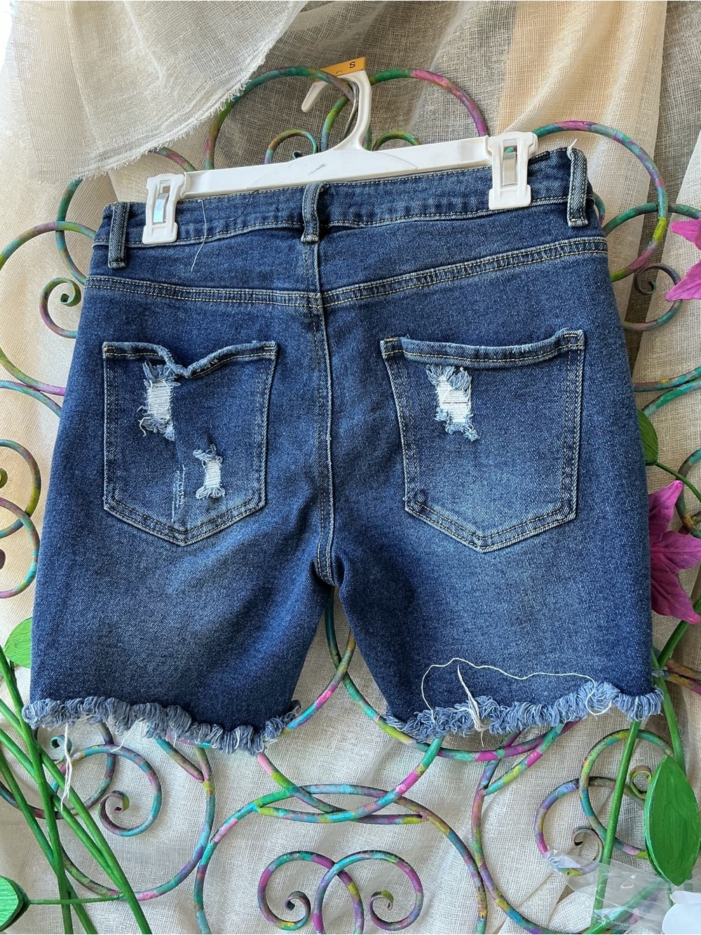 Almost Famous Distressed Dark Blue Denim Cutoff Shorts - Picture 2 of 2